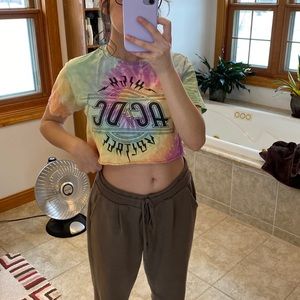 AC/DC tie-dye crop top